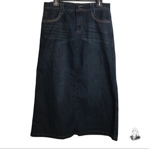 Cato Long Modest Medium Wash Denim Jean Skirt  Size 12